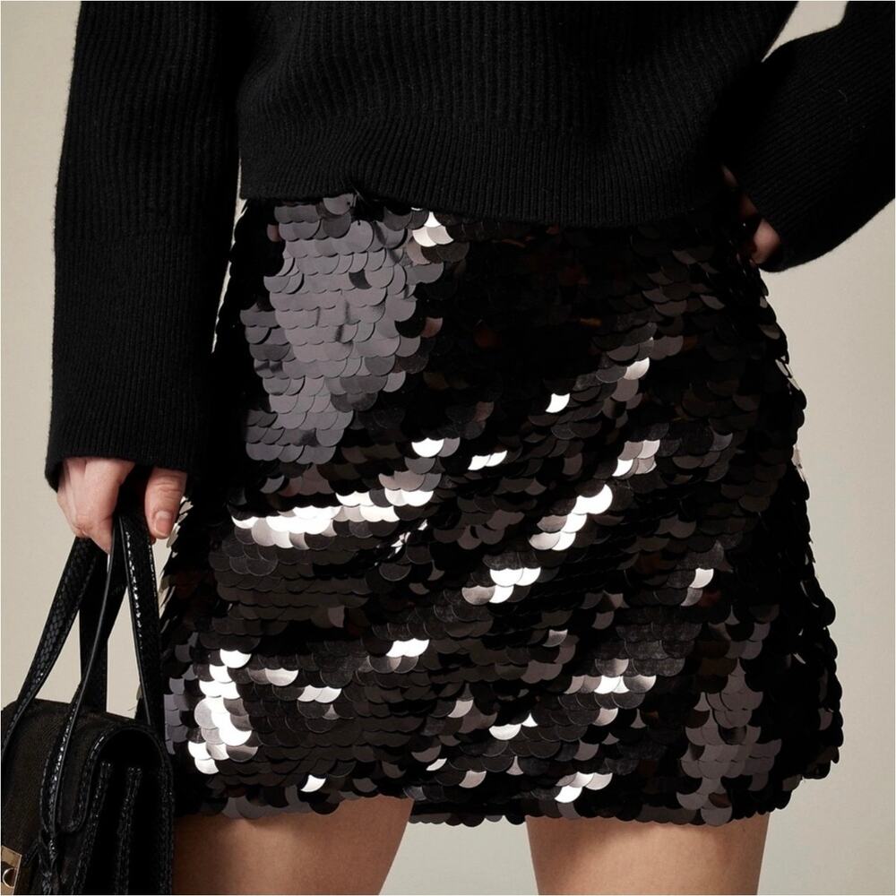 J. Crew Collection Circle Sequin Mini Skirt Black Sz 4 Contemporary